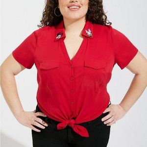 ❤️NWT VINTAGE TORRIID BLOUSE -DISNEY MINNIE MOUSE AMERICANA BUTTON UP TOP
